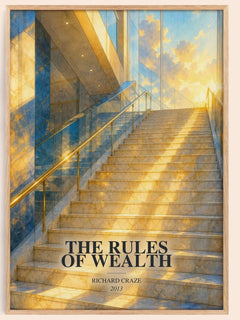 The Rules of Wealth watercolour book poster by Richard Craze – framed literary art print