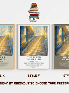 The Rules of Wealth bookish print in frame leaning in hallway – non fiction wall art
