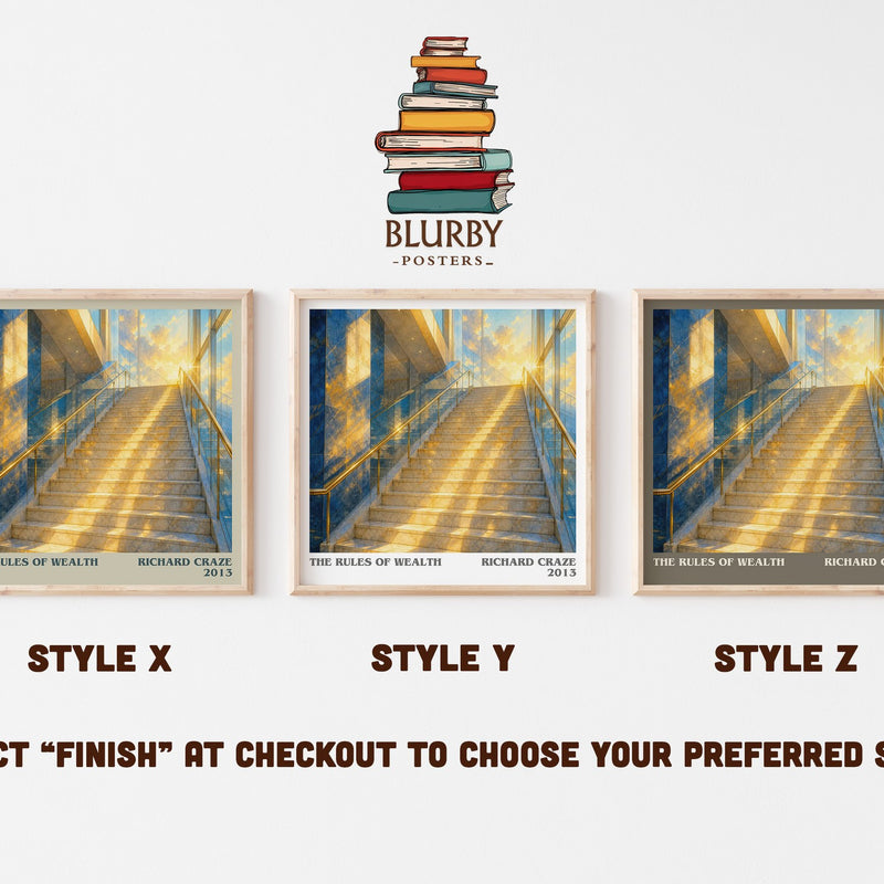 The Rules of Wealth literary print in frame leaning in hallway – non fiction wall art