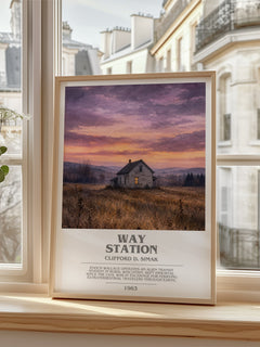 Way station bookish poster colour and style options – Clifford D. Simak book art