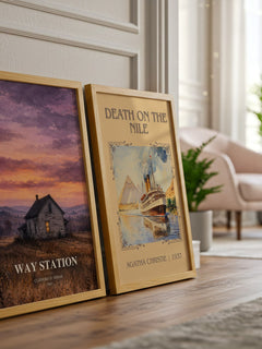 Way station watercolour print framed by window – literary home decor