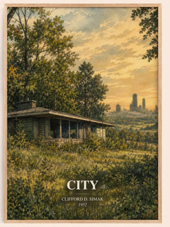 City watercolour book poster by Clifford D. Simak – framed literary art print