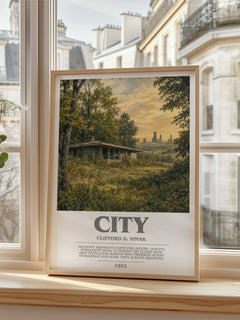 City bookish poster colour and style options – Clifford D. Simak book art