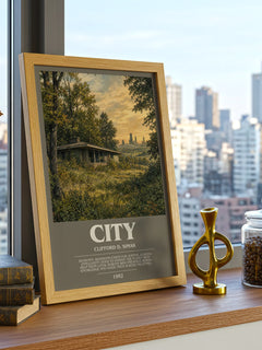 City bookish print framed by window – literary home decor