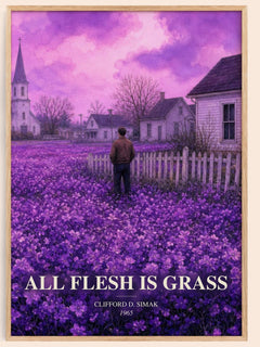 All Flesh Is Grass watercolour book poster by Clifford D. Simak – framed literary art print