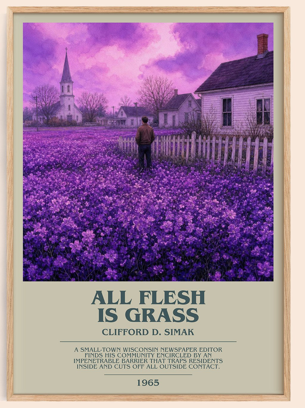 All Flesh Is Grass bookish book poster by Clifford D. Simak – framed literary art print