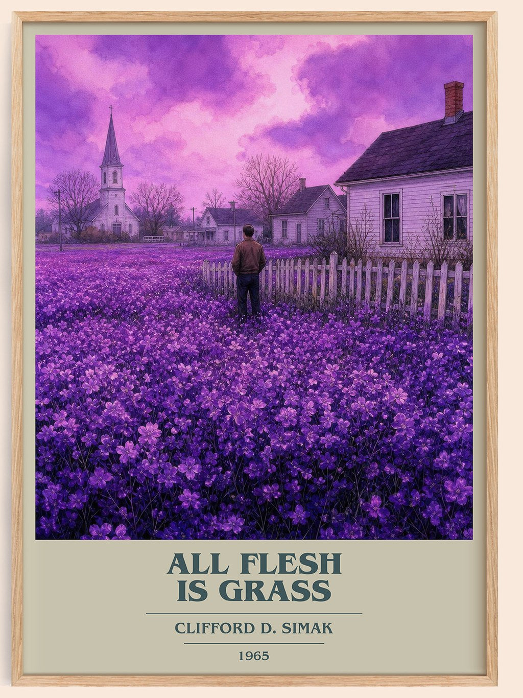 All Flesh Is Grass book cover book poster by Clifford D. Simak – framed literary art print