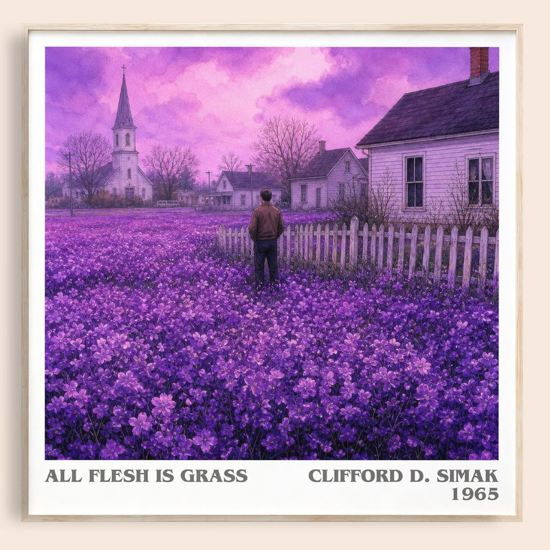 All Flesh Is Grass literary book poster by Clifford D. Simak – framed literary art print