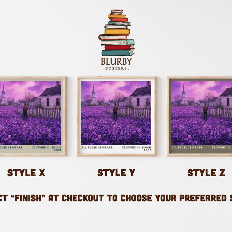 All Flesh Is Grass literary print in frame leaning in hallway – sci fi wall art