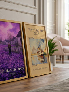 All Flesh Is Grass watercolour print framed by window – literary home decor