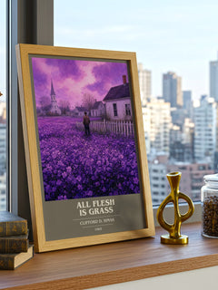 All Flesh Is Grass book cover print framed by window – literary home decor