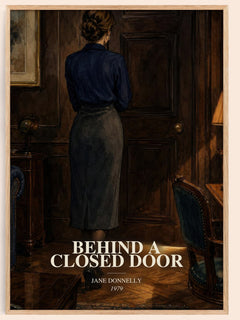 Behind A Closed Door watercolour book poster by Jane Donnelly – framed literary art print