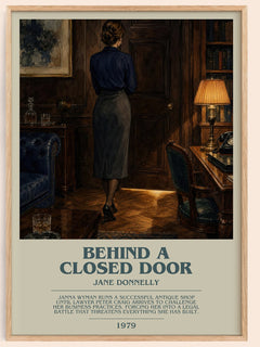 Behind A Closed Door bookish book poster by Jane Donnelly – framed literary art print