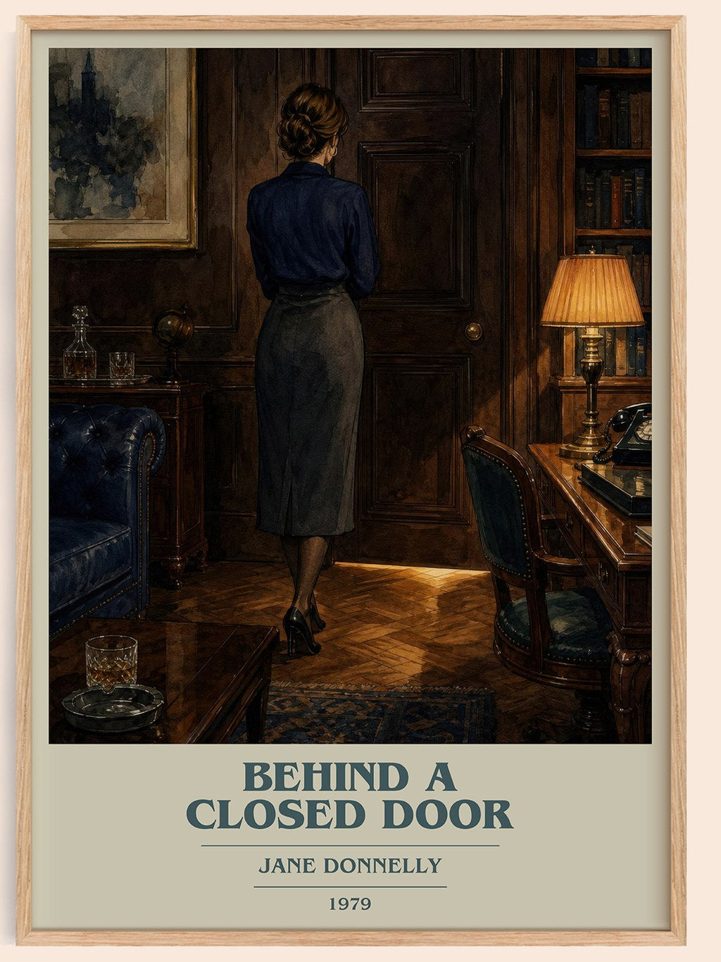 Behind A Closed Door book cover book poster by Jane Donnelly – framed literary art print