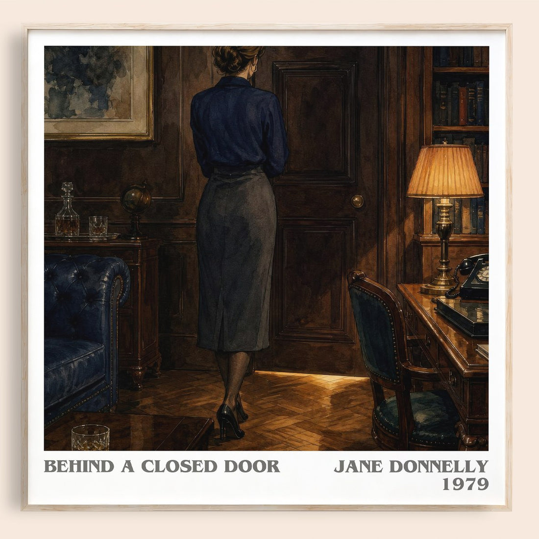 Behind A Closed Door literary book poster by Jane Donnelly – framed literary art print