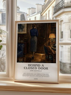 Behind A Closed Door bookish poster colour and style options – Jane Donnelly book art