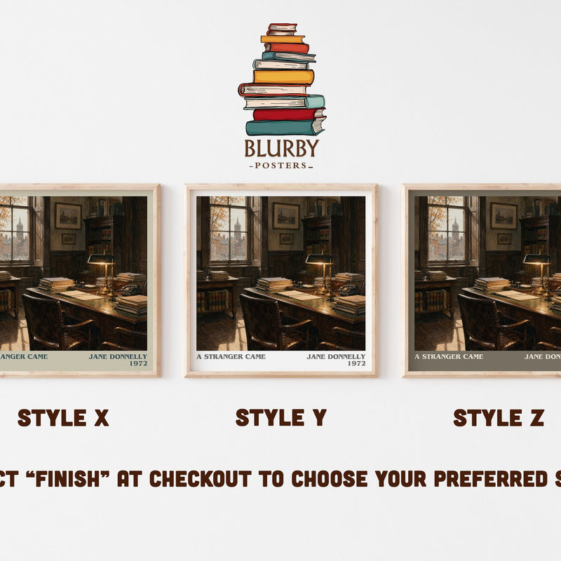 A Stranger Came literary print in frame leaning in hallway – romance wall art