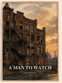 A Man to Watch watercolour book poster by Jane Donnelly – framed literary art print