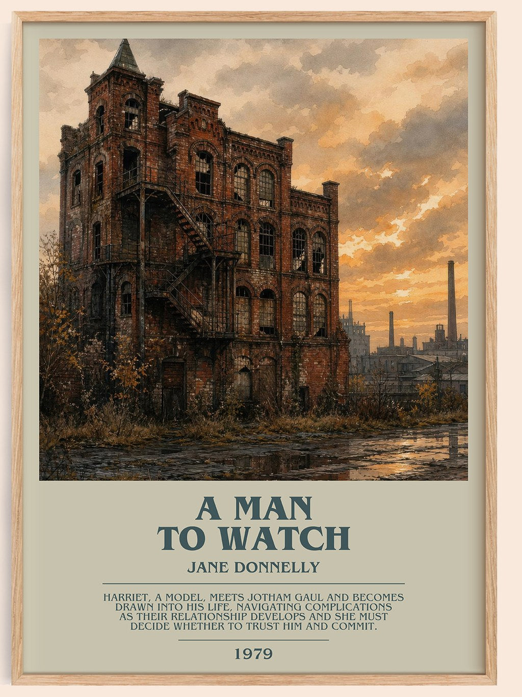 A Man to Watch bookish book poster by Jane Donnelly – framed literary art print