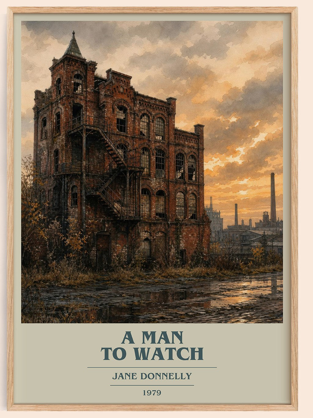A Man to Watch book cover book poster by Jane Donnelly – framed literary art print