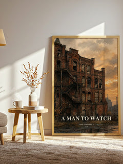 A Man to Watch watercolour print in frame leaning in hallway – romance wall art