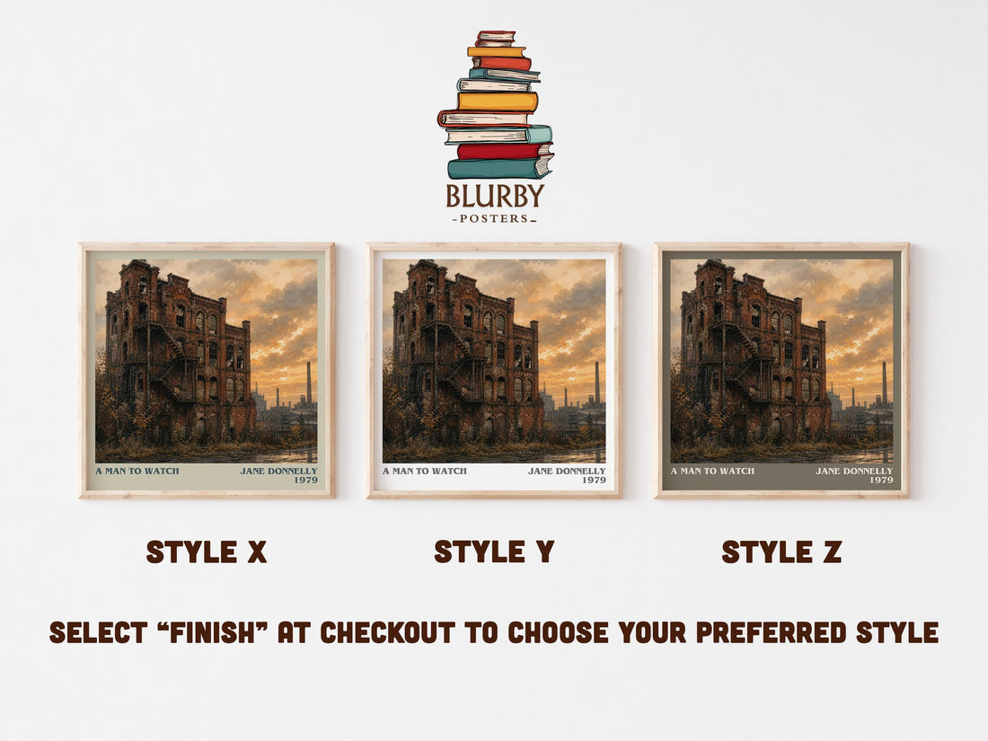 A Man to Watch literary print in frame leaning in hallway – romance wall art (mockup)