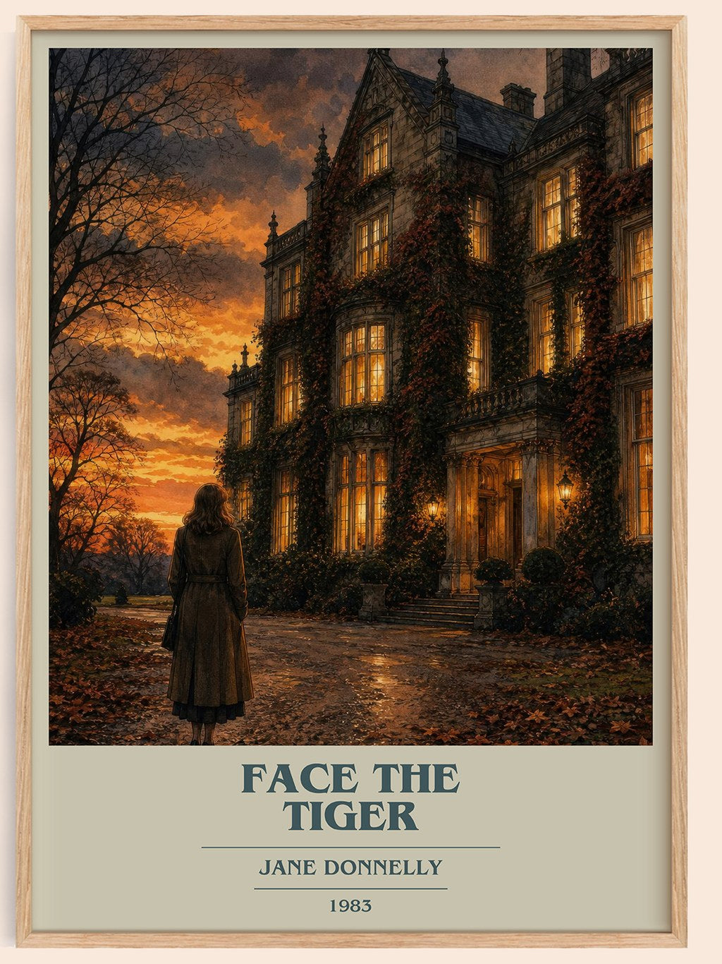 Face The Tiger book cover book poster by Jane Donnelly – framed literary art print