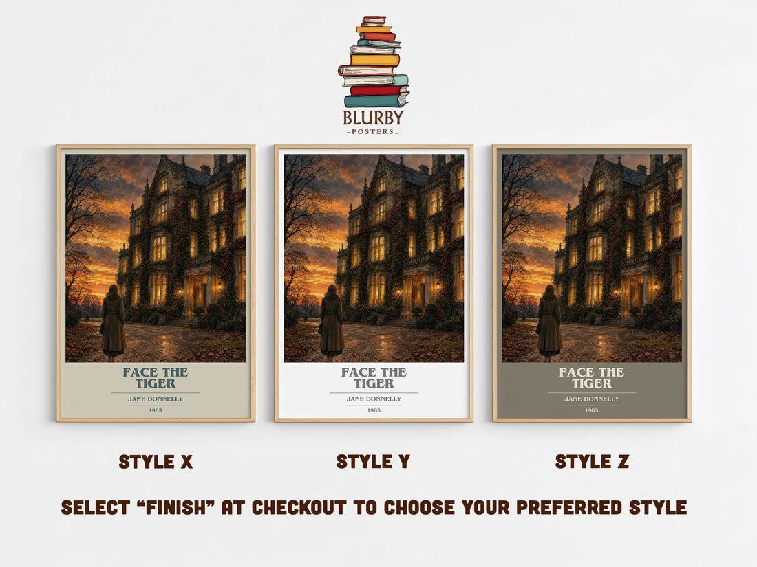 Face The Tiger book cover print in frame leaning in hallway – romance wall art (mockup)