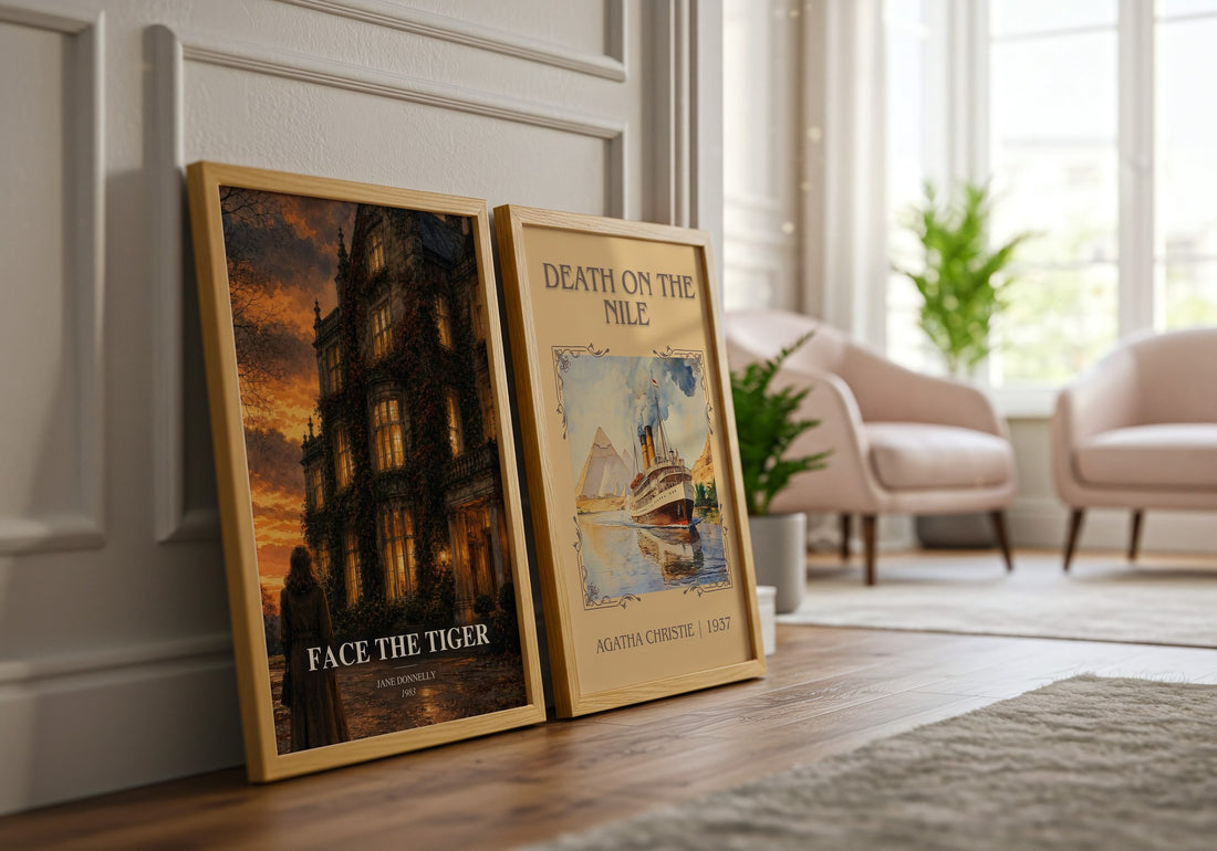 Face The Tiger watercolour print framed by window – literary home decor
