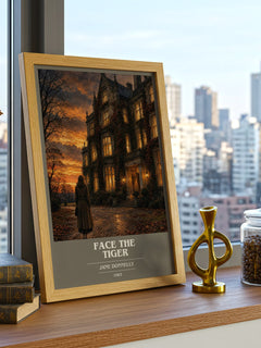 Face The Tiger book cover print framed by window – literary home decor