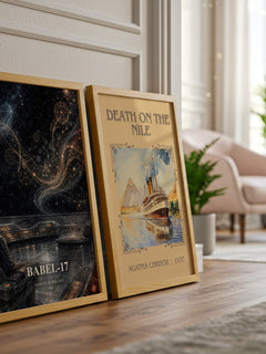 Babel-17 watercolour print framed by window – literary home decor