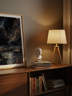 Babel-17 watercolour print on bookshelf – Samuel R. Delany fan gift