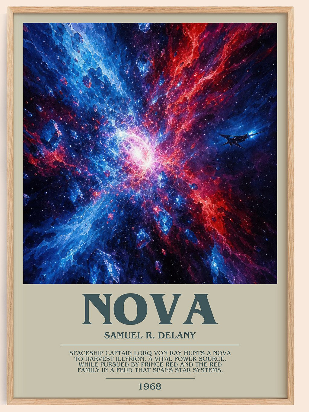 Nova bookish book poster by Samuel R. Delany – framed literary art print
