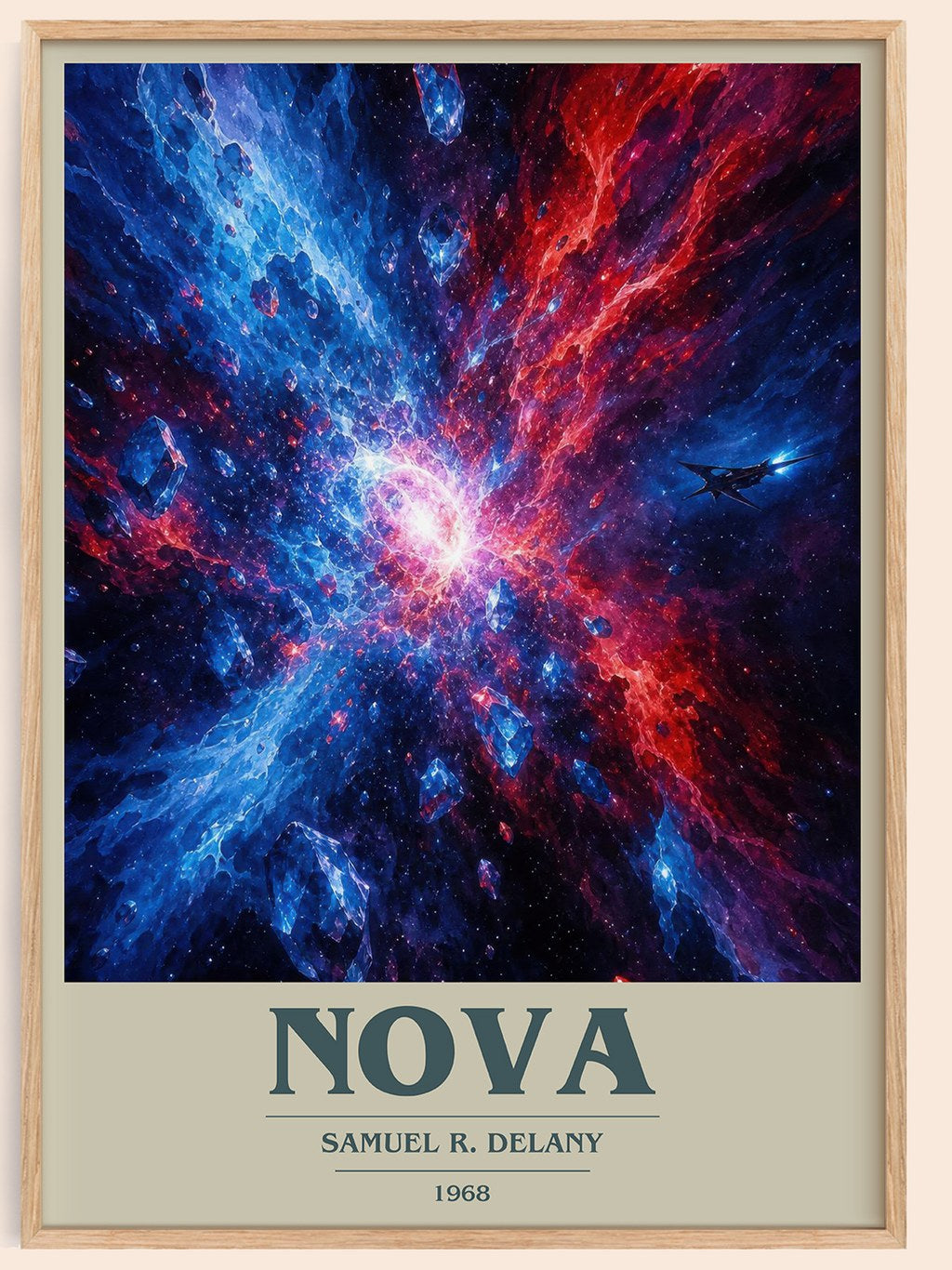 Nova book cover book poster by Samuel R. Delany – framed literary art print