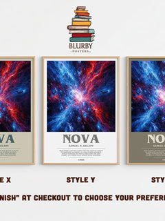 Nova bookish print in frame leaning in hallway – sci fi wall art