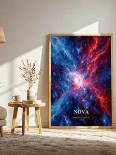 Nova watercolour print in frame leaning in hallway – sci fi wall art