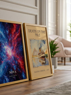 Nova watercolour print framed by window – literary home decor