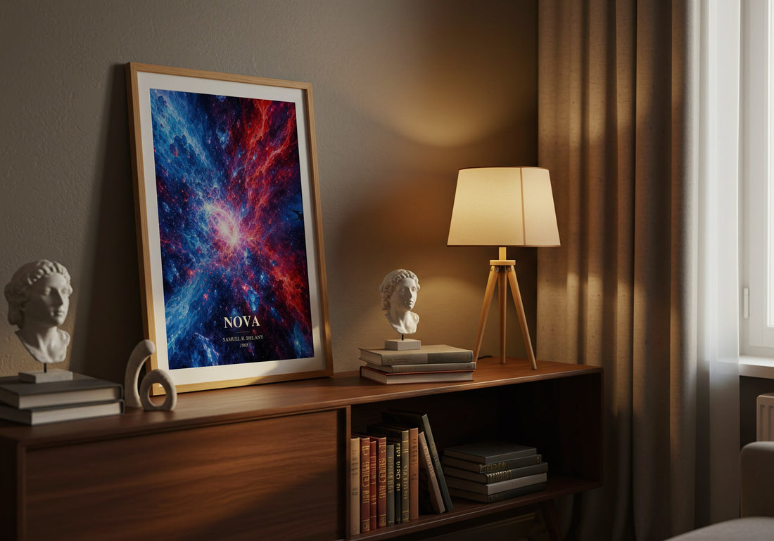 Nova watercolour print on bookshelf – Samuel R. Delany fan gift