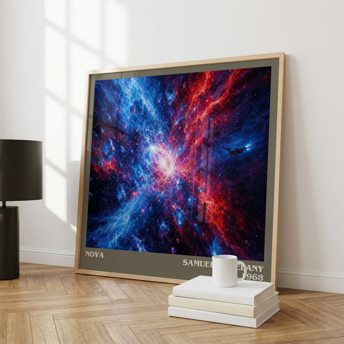Nova literary print framed by window – literary home decor