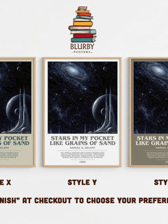 Stars in my pocket like grains of sand bookish print in frame leaning in hallway – sci fi wall art