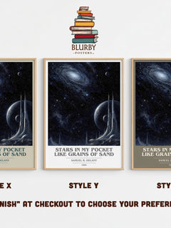 Stars in my pocket like grains of sand book cover print in frame leaning in hallway – sci fi wall art