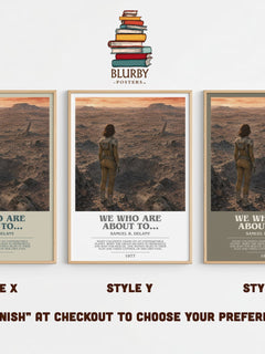 We Who Are About To... bookish print in frame leaning in hallway – sci fi wall art
