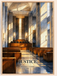 Justice watercolour book poster by Michael J. Sandel – framed literary art print