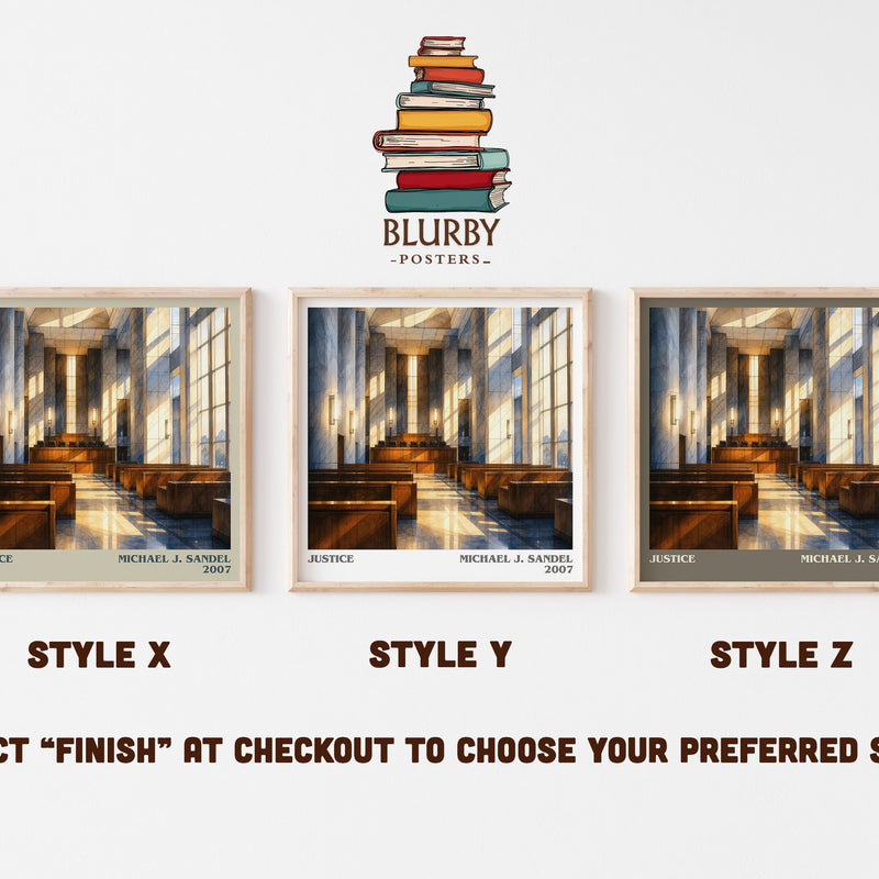 Justice literary print in frame leaning in hallway – philosophy wall art