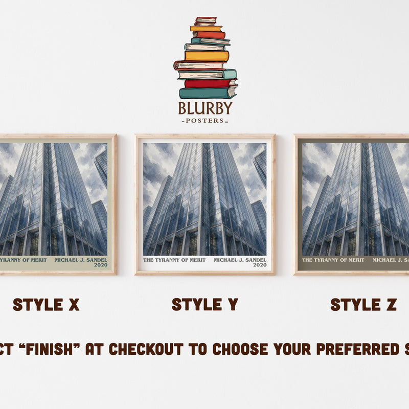 The Tyranny of Merit literary print in frame leaning in hallway – philosophy wall art