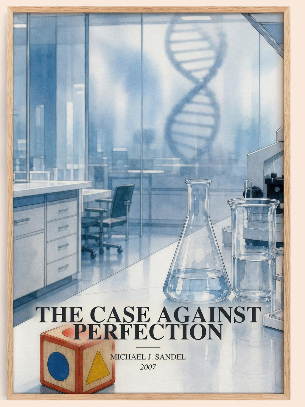 The Case against Perfection watercolour book poster by Michael J. Sandel – framed literary art print