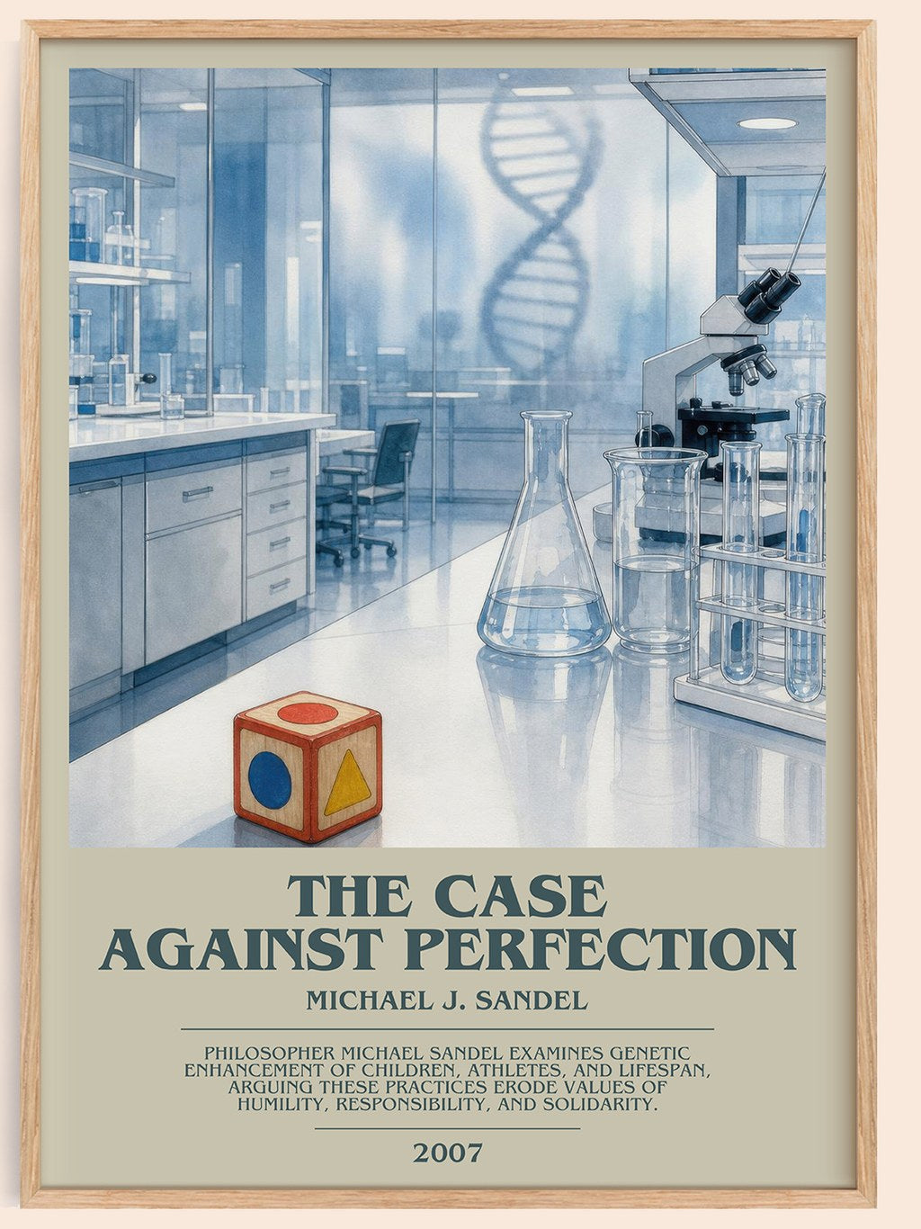 The Case against Perfection bookish book poster by Michael J. Sandel – framed literary art print