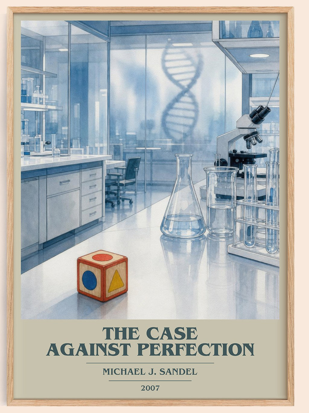 The Case against Perfection book cover book poster by Michael J. Sandel – framed literary art print