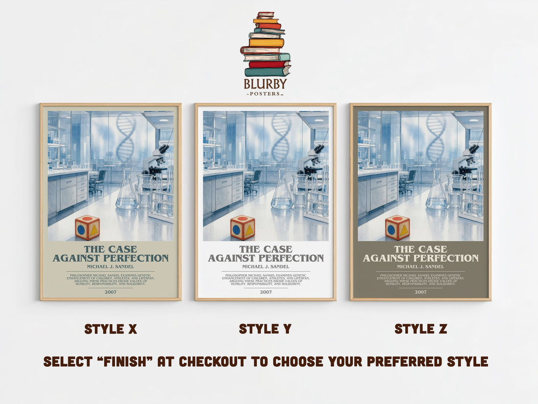 The Case against Perfection bookish print in frame leaning in hallway – philosophy wall art (mockup)