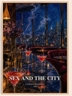 Sex and the City watercolour book poster by Candace Bushnell – framed literary art print